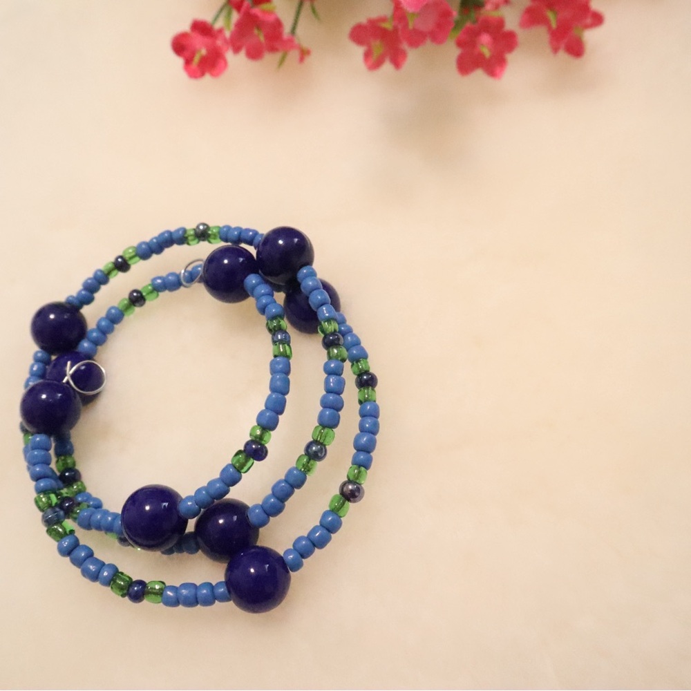 Murano Blue and Green Beaded Bracelet